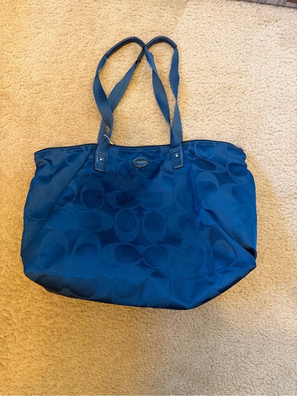 Coach Blue Signature Nylon Tote Bag - Women's Shoulder Tote